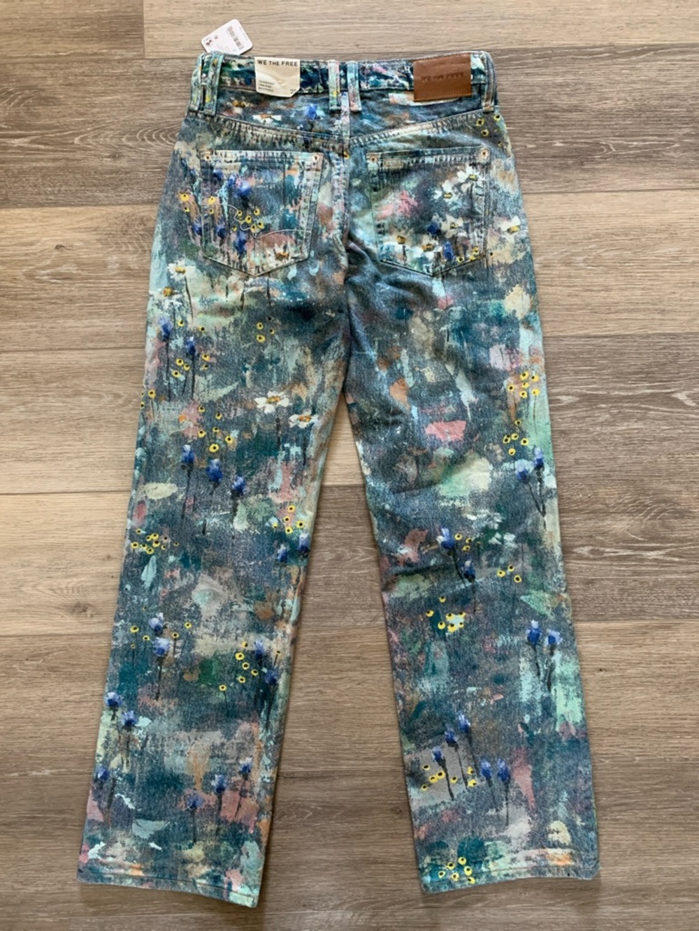 Free People Tennessee Low-Rise Illusions Painted Floral Jeans 25 NWT We The Free - Picture 10 of 12